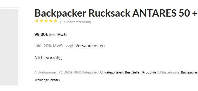 Nordkamm Rucksack ausverkauft